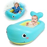 Inflatable Baby Bathtub in Whale | Portable Travel Baby Bathtub for Infants | Lightweight, Leakproof, and Foldable Baby Bath | Ideal for Travel and Home