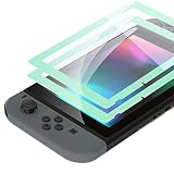 Picture of eXtremeRate 2 Pack Misty Green Border Transparent HD Clear Saver Protector Film, Tempered Glass Screen Protector for Nintendo Switch [Anti-Scratch, Anti-Fingerprint, Shatterproof, Bubble-Free]