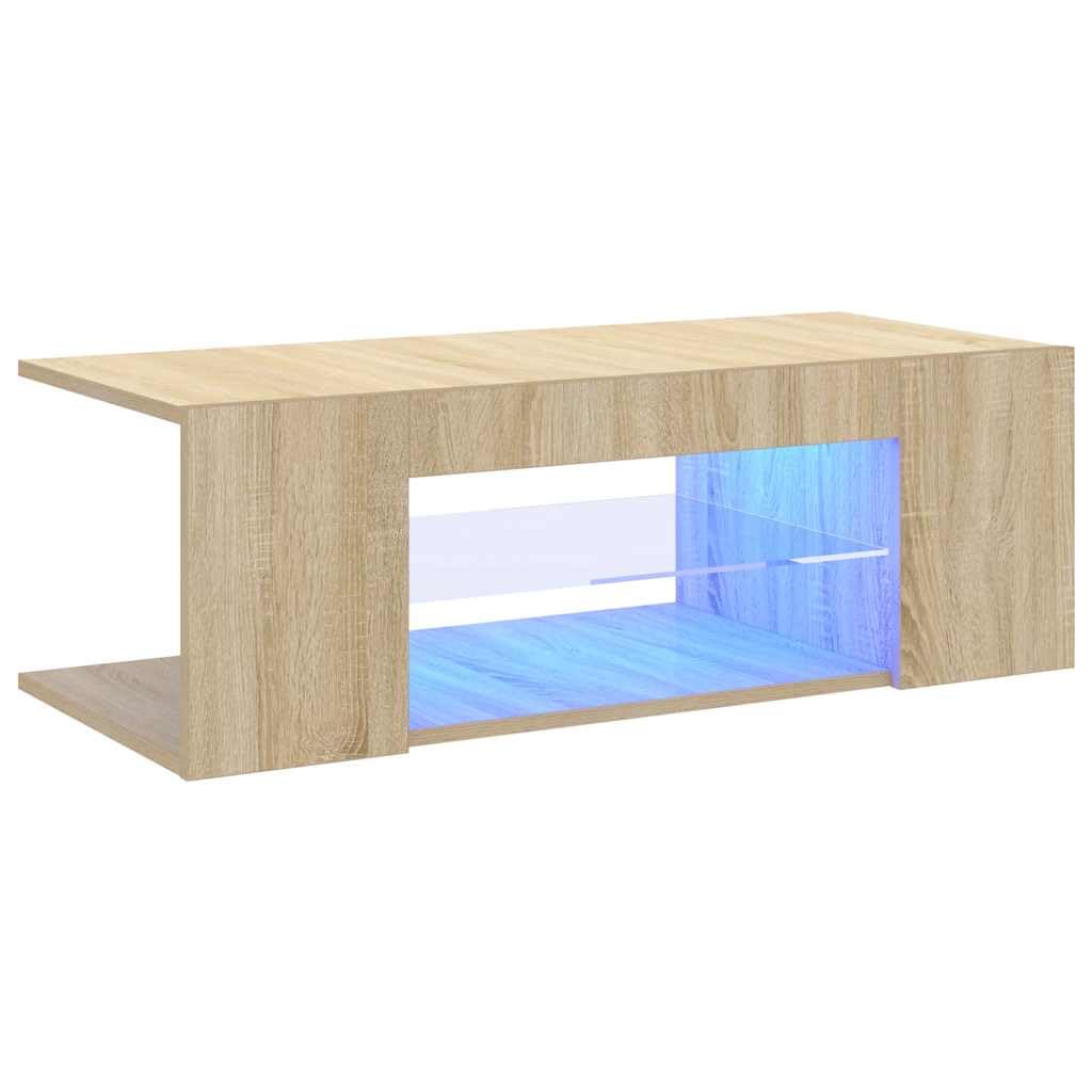 vidaXL - TV-Möbel - TV-Schrank mit LED-Leuchten Sonoma-Eiche 90x39x30 cm