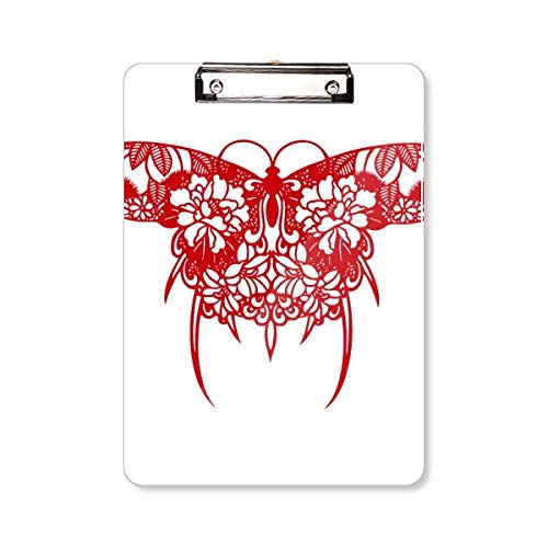 Porte-bloc Rouge A4 avec motif Kite Chinois Papillon pour l'organisation de vos documents