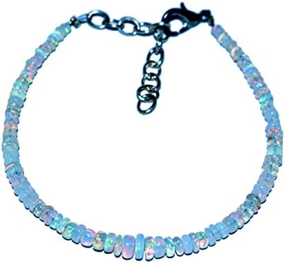 3X5 MM 100% Natural Ethiopian Fire Opal Gemstone Beads Bracelet for Women, Premium Gift Jewelry, Birthstone, image 5