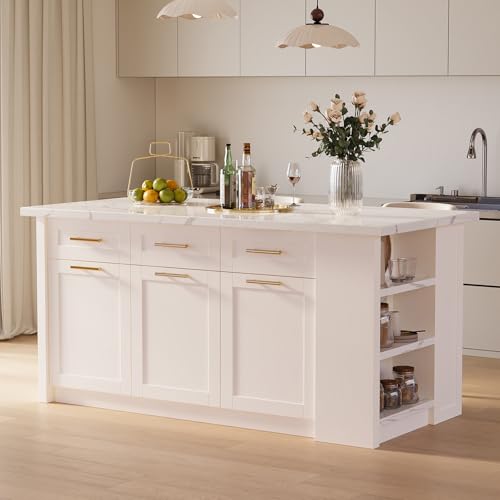 homary 72-inch Large Kitchen Island with Storage White Modern Kitchen