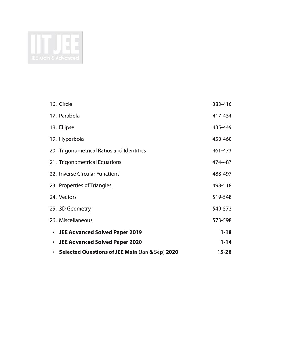 42 Year's Chapterwise Topicwise Solved Papers (2020-1979) IIT JEE Mathematics (Old Edition) 2