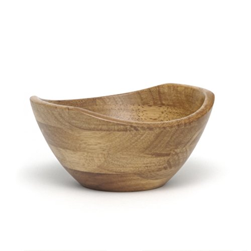 Lipper International 3173 Oak Finished Wavy Rim Serving Bowl for Fruits or Salads