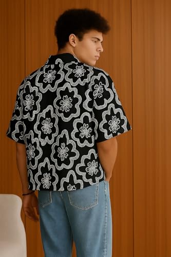 Image of TAGDO Men's Printed Cotton Casual Shirt | Half Sleeve Floral Print Shirt for Man | Relaxed Oversized Fit & Perfect for Casual, Office & Formal Wear (2050)
