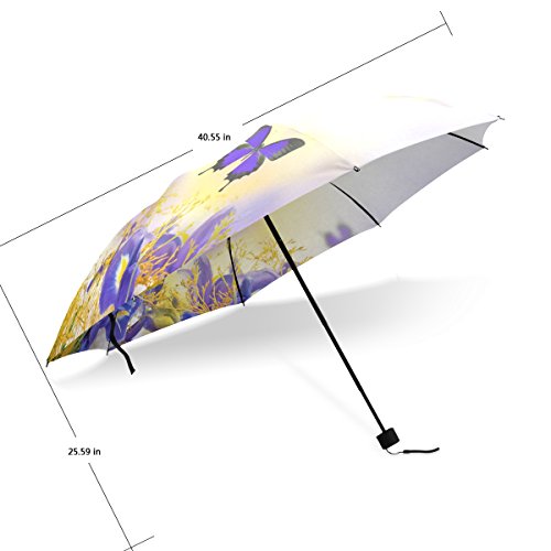 Baihuishop Jstel Compact Travel Windproof Butterfly Pattern Portable Rain Umbrella #TOP2