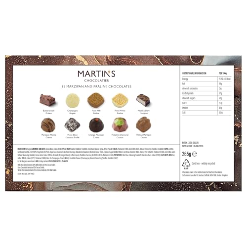Martins Chocolatier Marzipan & Praline Signature Collection | 16 Luxury Chocolates Gift Box | Milk, White, Dark Belgian Chocolate Assortment for Christmas, Birthdays, Anniversary & Celebrations (248g)