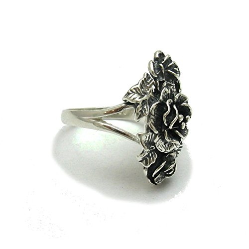 Bague en argent massif 925 Fleur rose par Empress alliance artisanale - 2