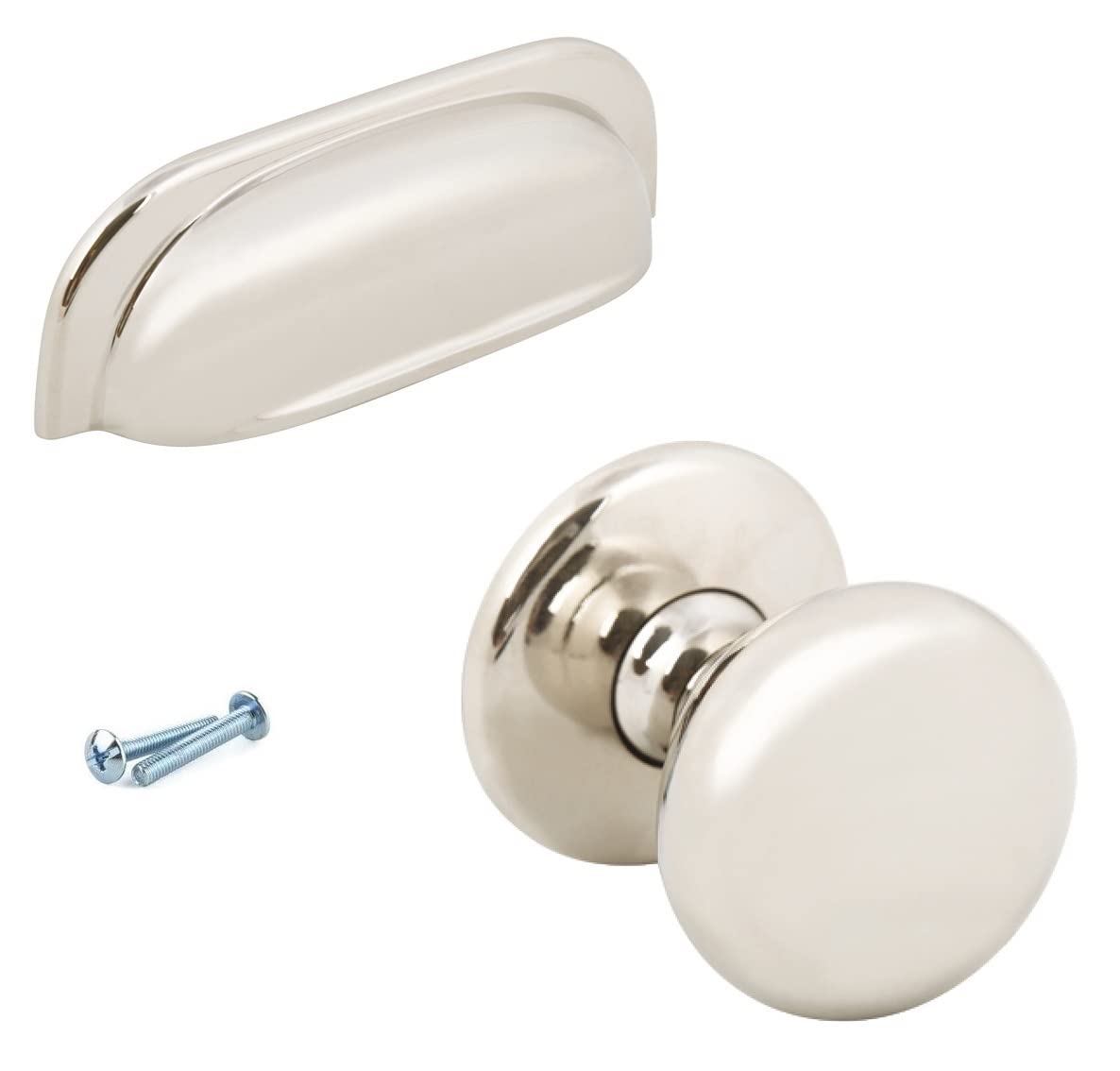 Solmer LTD Hafele Mayberry Range Kitchen Cabinet Knob and Cup Pull Handle Polished Nickel (Cup)
