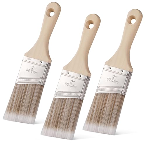 Mister Rui 2' Paint Brushes, 3 Pack, Angle Paint Brush Set for Latex and Oil Paints & Stains, Home...