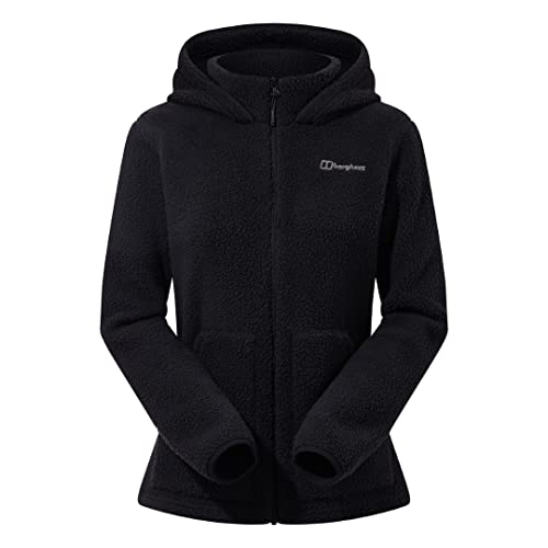Berghaus Women's Darria Full Zip Fleece Hoodie | Added Warmth | Shearling Jacket Fleece Full Zip Hoodie, Black/Black, 16