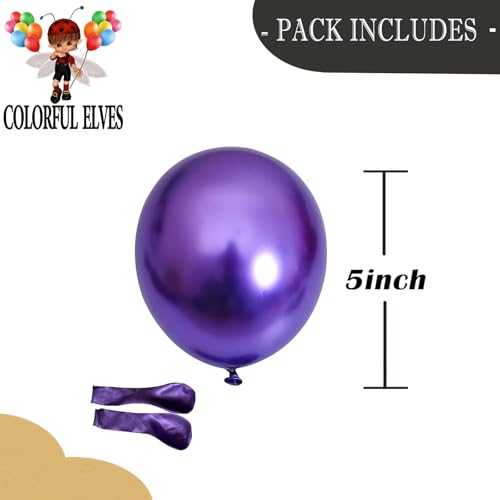 Image of Purple Metallic Chrome Latex Balloons 5 inch 100 Pack Thicken Round Balloon for Birthday Party Decorations