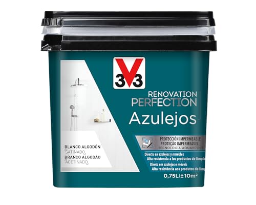V33 Esmalte Renovation Perfection Azulejos Blanco Algodón Satinado 0,75L