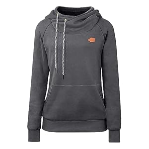 Cassiecy Hoodie Damen Winter Langarm Stehkragen Kapuzenpullover Warme Casual Pullover Hoody mit Kapuze