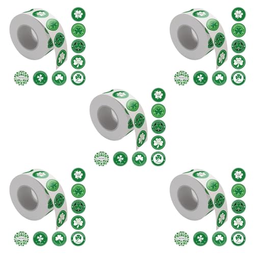Autocollants St. Patrick avec sceau d'or | Grand lot de 5 rouleaux de 500 gommettes