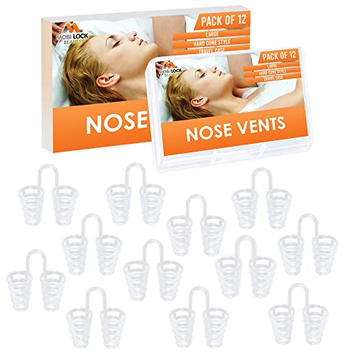 Aérateur dilatateur de sinus nasal (Lot de 12 Grand) Aérateurs en silicone dur - Une solution simple pour les ronfleurs du nez - Dispositif de réduction des ronflements réutilisable - de Mobi Lock Cover