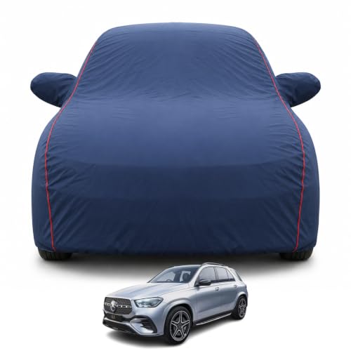 Image of Premium Car Cover for Mercedes GLS /GLE-250 Model | Waterproof, UV & Dust Protection | Mirror & Antenna Pocket | Triple Stitched, Soft Inner Lining, Belt & Buckle (Navy Blue)