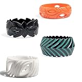 Pure Hands Camellia Tread - Reseller Pack of 4 Colorful Hand-carved Resin | Acrylic Bangle Bracelet