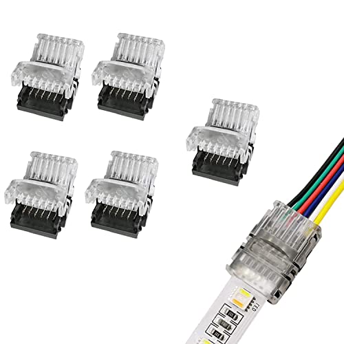 YUTOKEER LED-Stecker für LED-Strips, nicht wasserdicht, 6-polig, 12 mm, RGBW-RGBWW-5050, Strip-to-Wire, Schnellanschluss ohne Strippen, 5 Stück Cover