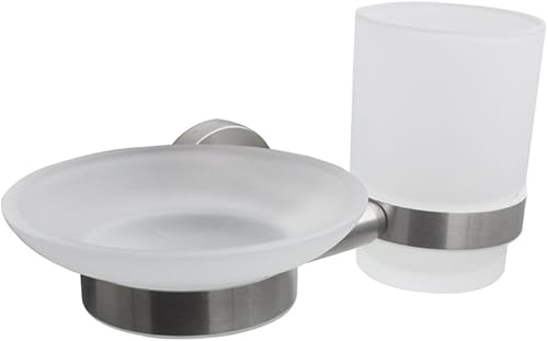 Miniatura 5 de XVL Soporte para cepillo de dientes montado en la pared y jabonera dos funciones cepillaron acero inoxidable SUS304