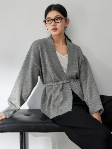 Image of WDIRARA Women's Wrap Long Sleeve Tie Front Cardigan