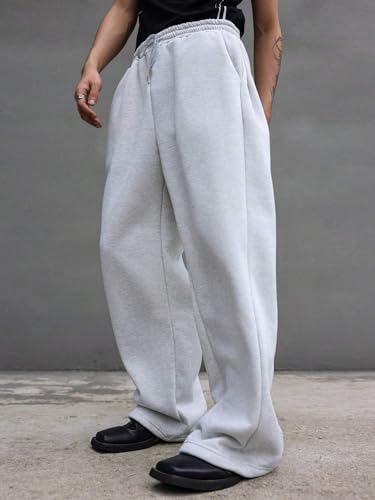 ZAFUL Men's Casual Wide Leg Pants Drawstring Waist Baggy Sweatpants Solid Textured Long Trousers3