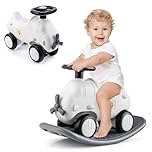 COSTWAY Rocking Horse, 3 in 1 Kids Ride on with Detachable Balance Board, Smooth Wheels, Toddler Rocking Toy for 18-72 Months (Plane)