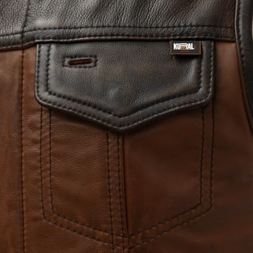 Mens Western Style Leather Vest - Lowside Gunner Mens Motorcycle Leather Vest - Men's Casual Leather Vest for Men3