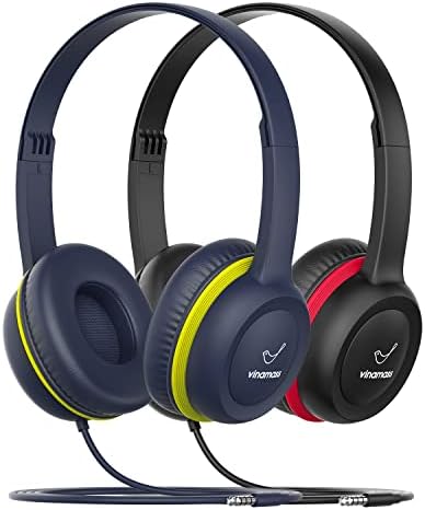 vinamass Kids Headphones, Ear Headphones for Kids, Wired Headphones with Safe Volume Limiter 85dB, Adjustable and Flexible for Kids, Boys, Girls,Suit for School Classroom Students Teens Children…