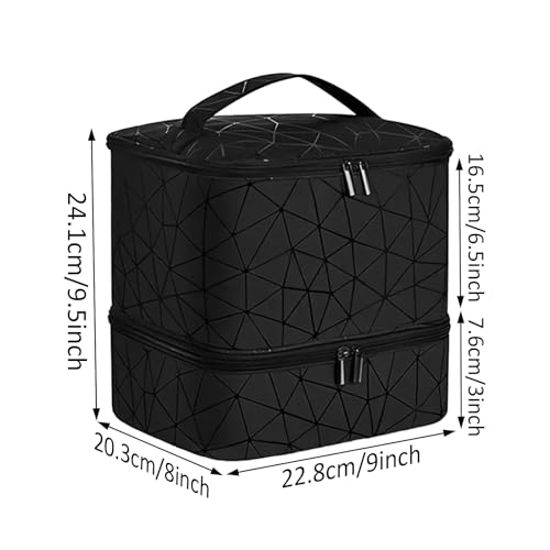 Double Layer Travel Nail Organiser, Makeup Bag Vanity Carrying Case for 30 Bottles, Black, 1 unità (Confezione da 1) - Image 2