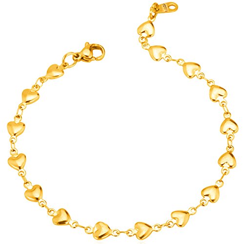 U7 Girl & Women Fashion Jewelry Stainless Steel 18K Gold Plated Heart Chain