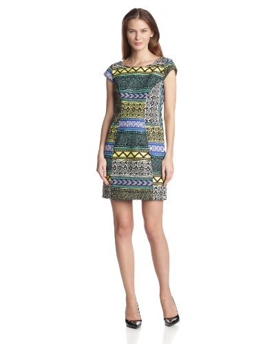 Plenty by Tracy Reese Women's Peruvian Stripe Directional Cap Sleeve Dress