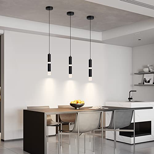 Kerhene Black Modern Pendant Light Kitchen Island, 3 Colors Adjustable Black Pendant Light, Led Mini Pendant Lighting Fo Kitchen Island Bedroom Bedside Table Small Pendant Lights (1-Pack) #TOP6