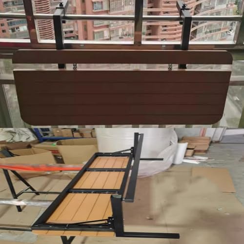 Mesa plegable para balcón negra con estructura metálica robusta y colgado compacto 3