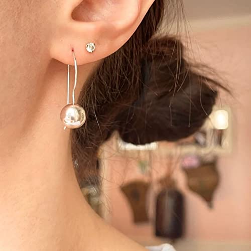 Sterling Silver 10mm Polished Solid Ball Frenchwire Drop Earrings - Made in Italy - Solid Ball Dangling Earrings for Women - Statement Jewelry - Minimalist Fashion4