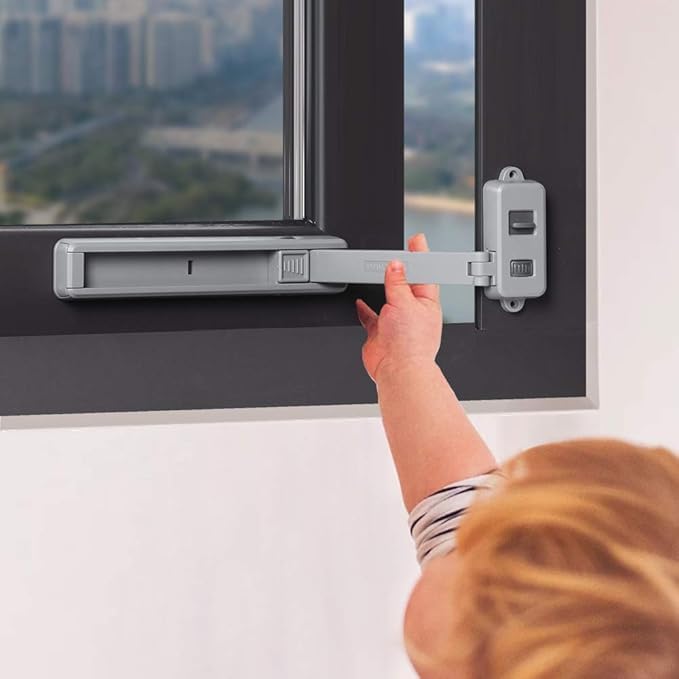 Window Opening Restrictor Lock with Detachable Arm and Adhesive Mount-image-39