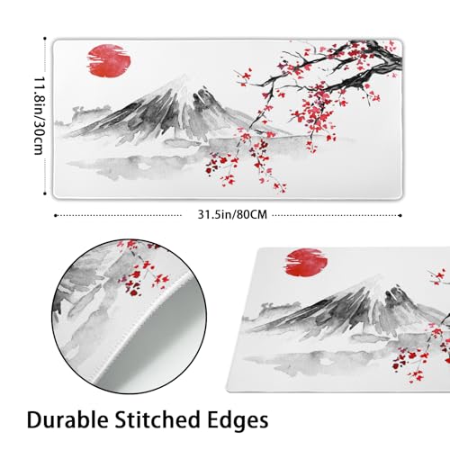 Image of Cherry Blossom Sakura Gaming Mouse Pad 31.5x11.8inch with Stitched Edges Extended Waterproof Desk Pads Non-Slip Rubber Base Large Keyboard Mat Computer Gaming Mousepad for Work /Office /Home (Eight)