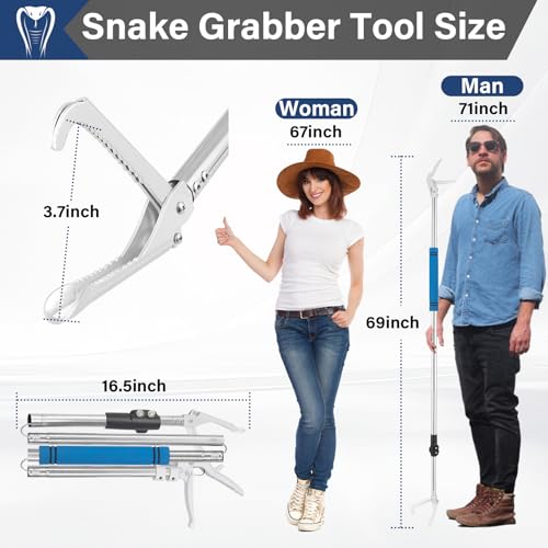 Ferramentas profissionais para agarrar cobras de 1,75 cm, pinças para apanhar cobras, cascavel, cabe