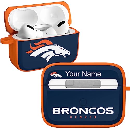 GAME TIME Denver Broncos HDX Custom Name Case Cover Compatible with Apple AirPods Pro