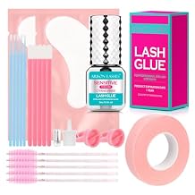 Sensitive Lash Glue Kit 3-5s Drying Time 5-6 Weeks Retention Eyelash Extension Maximum Bonding Power Long Lasting Black Eyelash Glue with Tools3ml