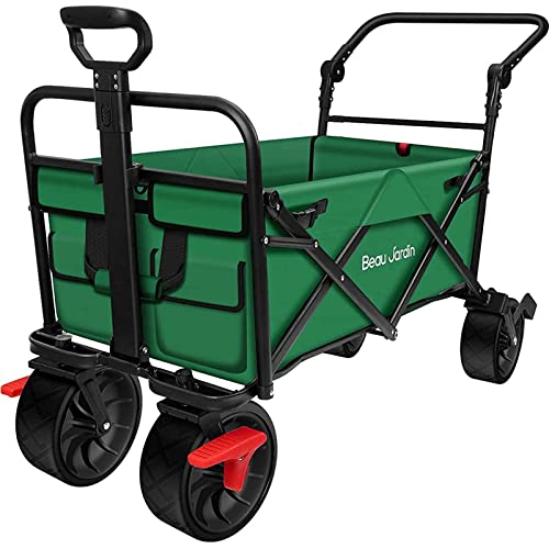 BEAU JARDIN Collapsible Foldable Beach Wagon 350lbs Heavy Duty