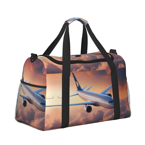 Beautiful Sky Airplane Foldable Travel Duffel Bag Tote Carry On Luggage Bag For Weekend Getaways, For Spontaneous Trips3