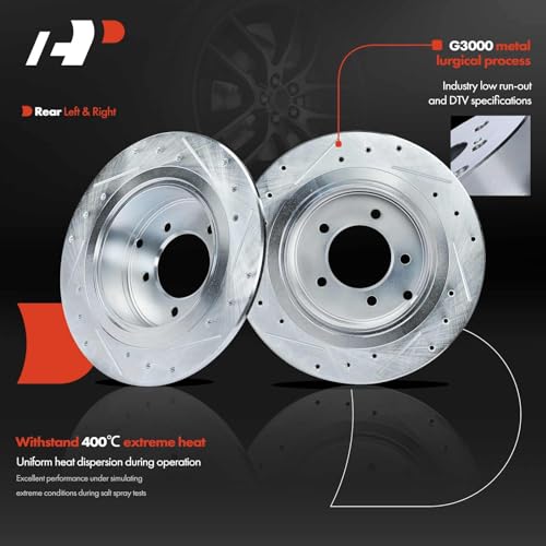 A-Premium 11.89 in (302mm) Rear Drilled and Slotted Disc Brake Rotors + Ceramic Pads Kit Compatible with Select Jeep, Chrysler, Dodge & Mitsubishi Models - Compass, Patriot, 200, Avenger, Sebring, RVR by A-Premium - Used condition - Image 5