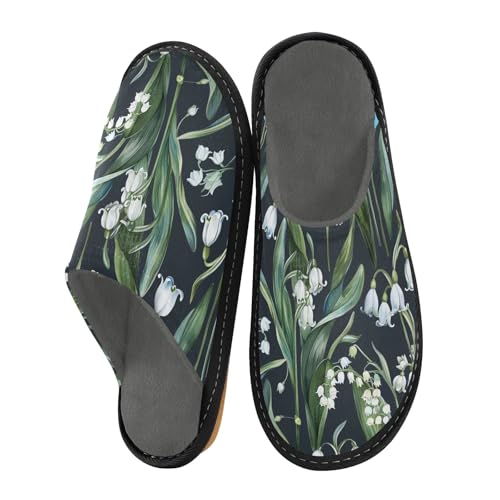 senya Blue Lily Of The Valley Flowers Fuzzy Slippers Soft Home Bedroom Slippers for Women Men House Shoes2