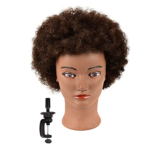 Yataihead, African American Kinky Curly Hair Mannequin Head with 100percentage Human Hair Training Head Cosmetology Manikin Doll Head for Dye Cutting Braiding with Clamp Stand
