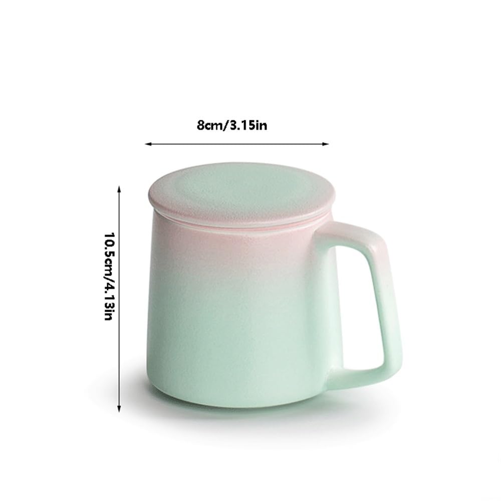 Kaffeetasse aus Keramik Kaffeetasse mit Farbverlauf, 1er-Set, Keramikfilter zur Tee- und Wassertrennung mit Deckel, Fassungsvermögen der Tasse 325 ml, for Männer und Frauen im Büro Tee-Wasser-Tasse Na