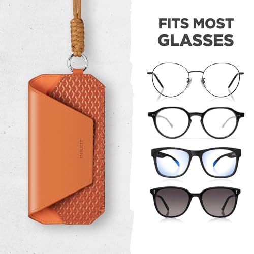 Image of VULKIT Portable Eye Glasses Case for Women & Men, Slim Sunglass Case, Unisex Eyeglass Case, with Adjustable Neck Lanyard