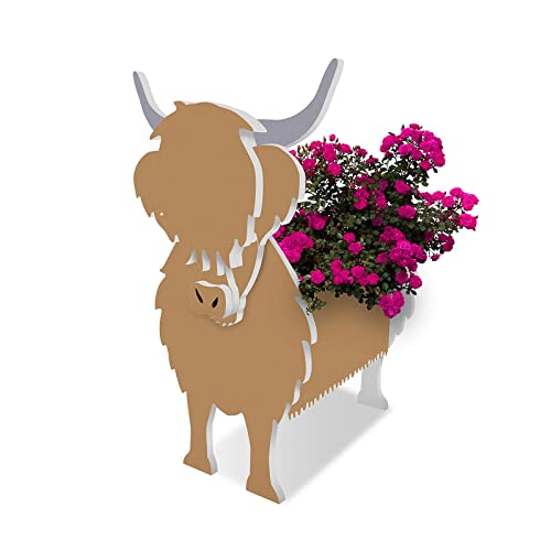 WXCOHB Macetas para perros, con forma de animales de granja, maceta de ganado escocés de las tierras altas, macetas de jardín para suculentas de alta calidad, diseño bonito, contenedor de