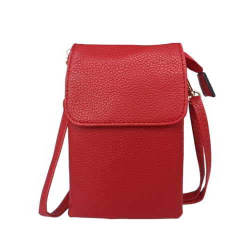 NAOYQ Malas de tiracolo para mulher mala de ombro pequena mala de telemóvel para mulher mensageiro crossbody bag mala cruzada retro de couro PU vermelho, Vermelho