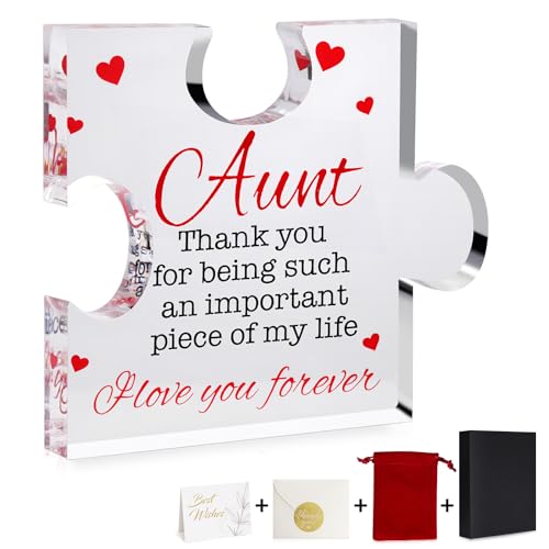 Gifts for Aunt - Engraved Acrylic Plaque with Gift Box - Personalized Keepsake for Birthday, Christmas, Mothers Day Gift Idea, Unique Decorative Home Display